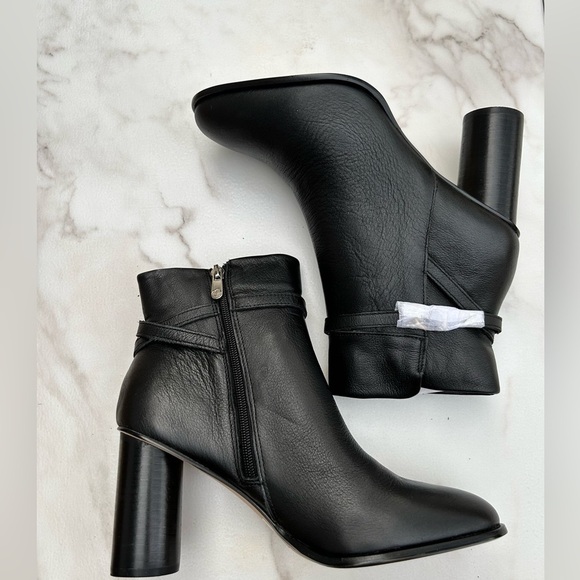 Draper James black leather heeled tegan booties boots size 10 new - Picture 4 of 5